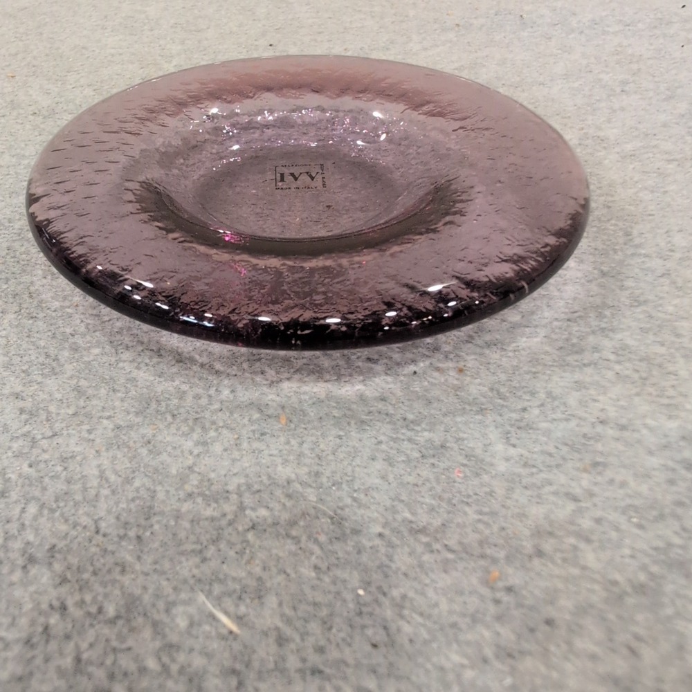 IVV Selezione Amethyst Purple Mouth Blown Glass Dish Made in Italy Textured - Picture 3 of 5